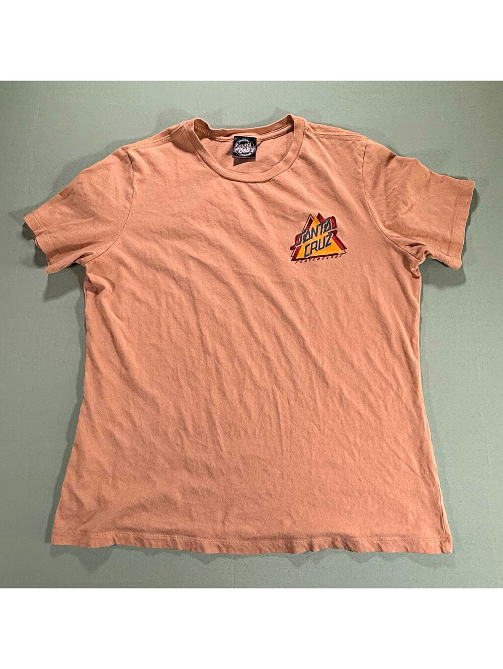 Santa Cruz Men’s Beige Short Sleeve Crew Neck DoubleSided Graphic Logo Tee Small